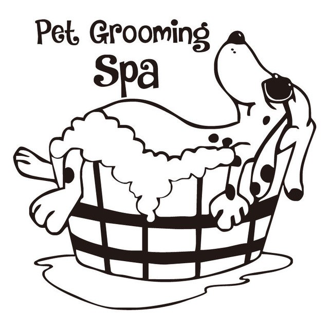 640x640 grooming salon vinyl wall decal dog with sunglasses enjoy spa - Dog With Sunglasses Drawing