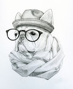 236x288 Hipster Silly Dogs Drawing Wearing Glasses - Dog With Sunglasses Drawing