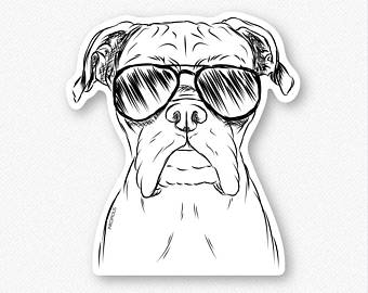 340x270 Boxer Drawing Etsy - Dog With Sunglasses Drawing
