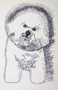 194x300 Bichon Frise Dog Art Portrait Print - Dog Word Drawing