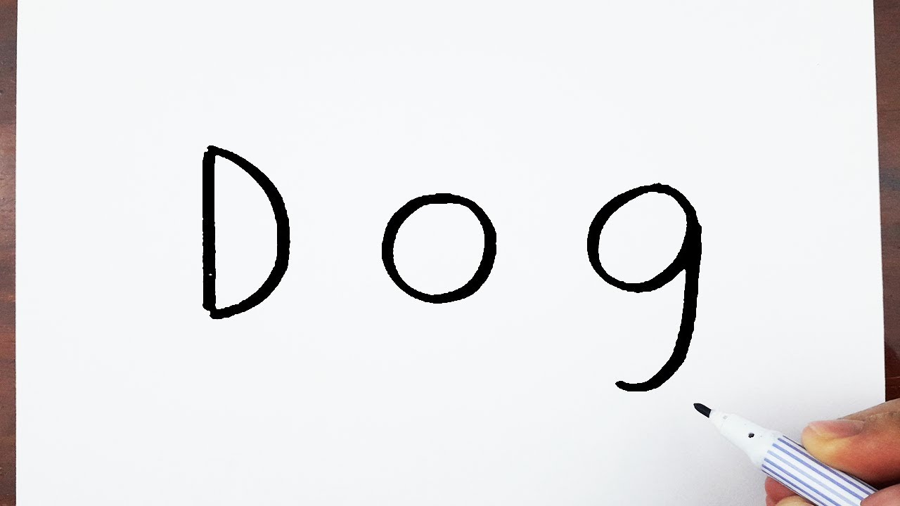 1280x720 Updated! How To Draw A Cute Dog Using The Word Dog Very Easy - Dog Word Drawing