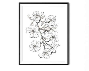 340x270 Dogwood Illustration Etsy - Dogwood Flower Drawing