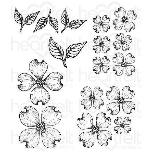 600x600 heartfelt creations flowering dogwood stamp js hobbies and crafts - Dogwood Line Drawing