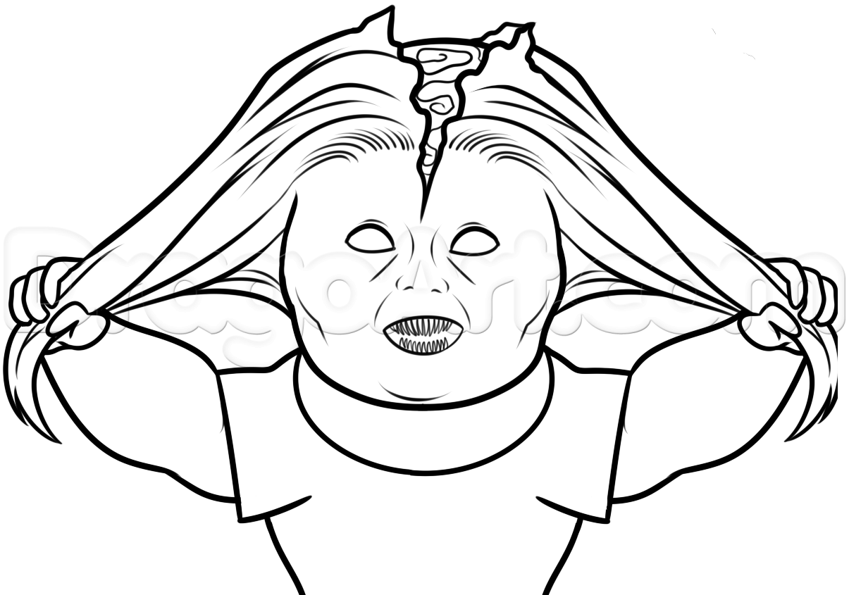 1205x845 Evil Doll Drawing, Step - Doll Drawing