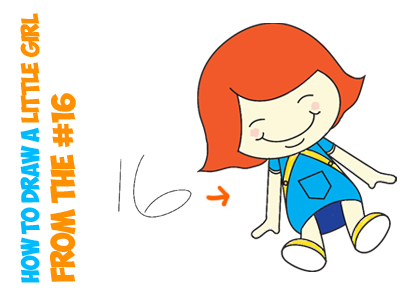 400x306 how to draw a cartoon little girl or a girl dolly from the number - Doll Drawing