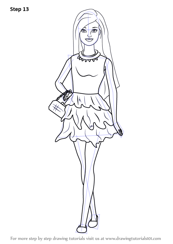 598x844 Learn How To Draw Barbie Doll In Skirt - Doll Drawing