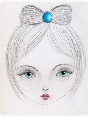 300x400 Big Eyes Litlle Mouth Paper Dolls Plus Drawings, Face Art, Art - Doll Face Drawing