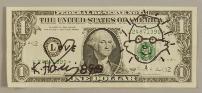 650x299 keith haring hand signed dollar drawing - Dollar Drawing