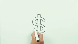 320x180 drawing dollar sign black marker on whiteboard stock video - Dollar Sign Drawing