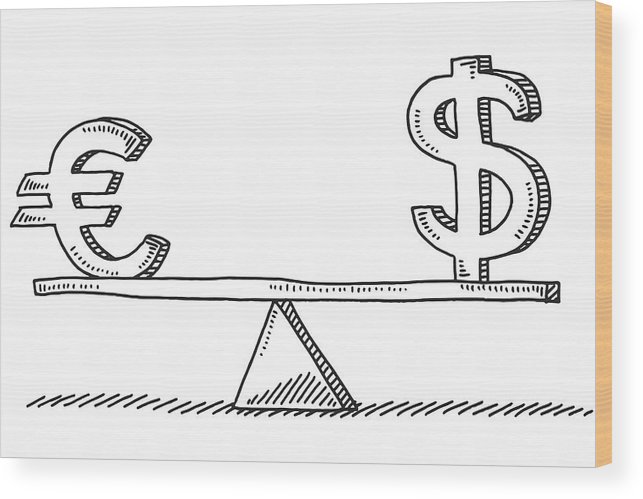 643x499 euro and dollar sign balance concept drawing wood print - Dollar Sign Drawing