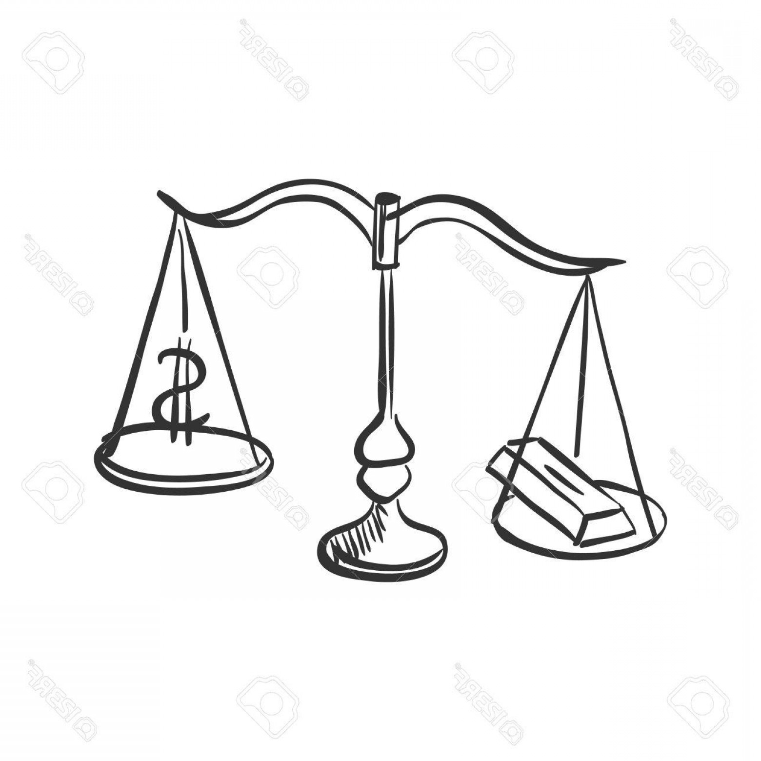 1560x1560 photostock vector scales with gold and dollar sign doodle hand - Dollar Sign Drawing