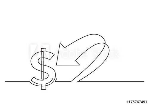 500x354 One Line Drawing Of Isolated Vector Object - Dollar Sign Drawing