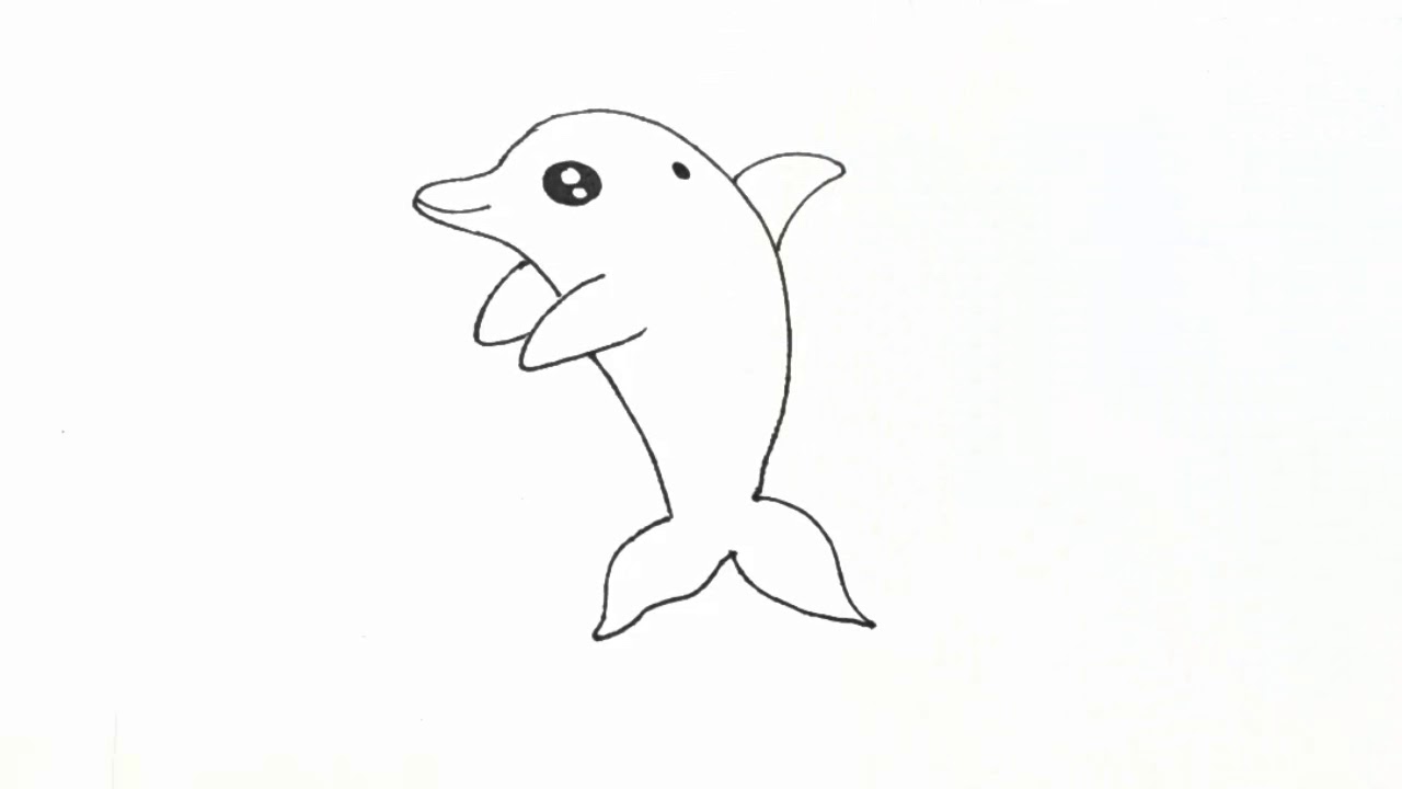 1280x720 How To Draw A Cartoon Dolphin Cute And Easy - Dolphin Cartoon Drawing