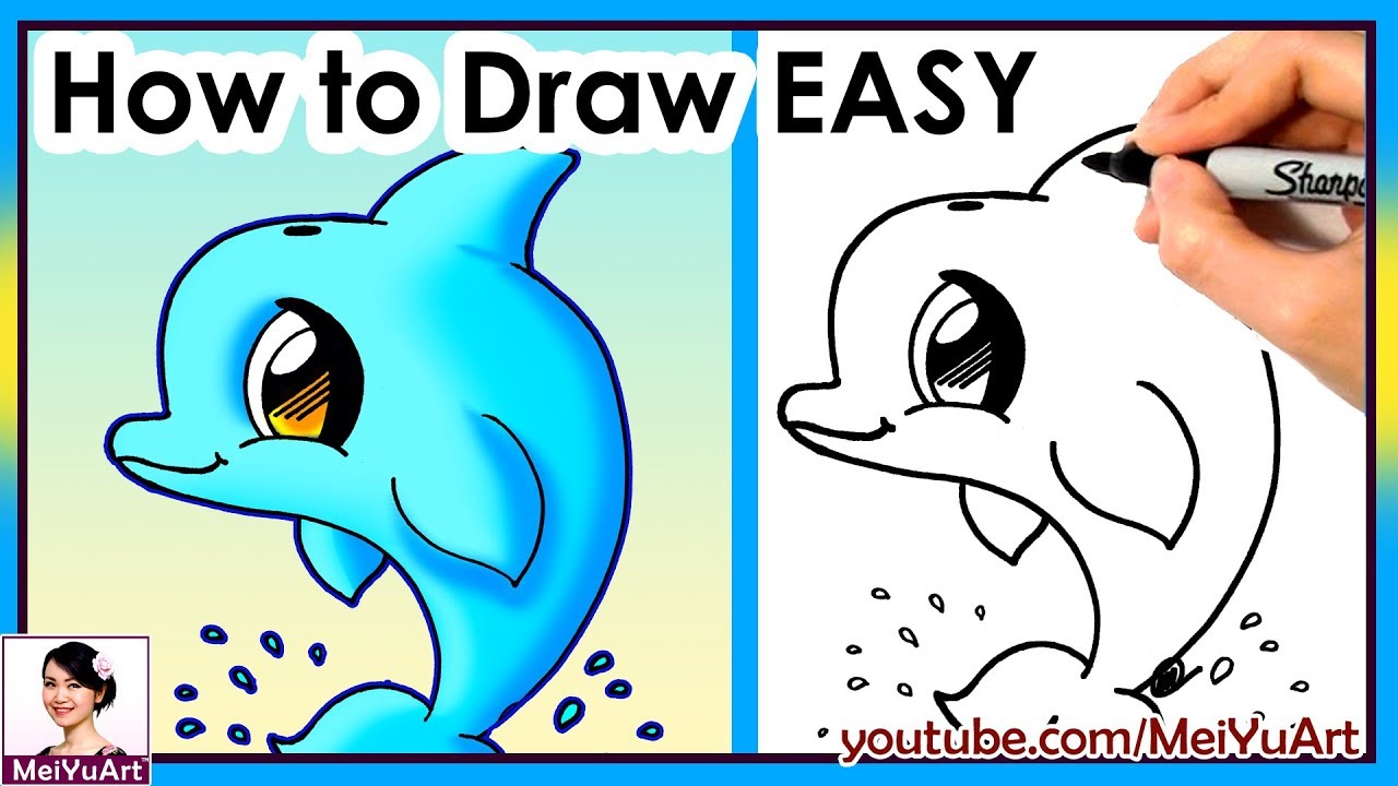 1280x720 How To Draw A Dolphin Cute Easy! New Drawing Tutorial - Dolphin Cartoon Drawing