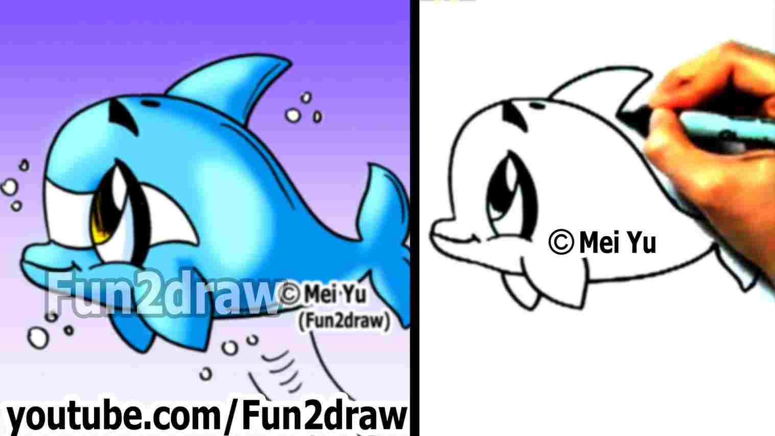 Dolphin Cartoon Drawing at PaintingValley.com | Explore collection of ...