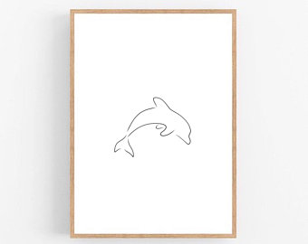 340x270 Dolphin Drawing Etsy - Dolphin Drawing