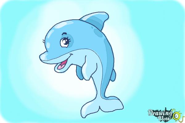 600x400 How To Draw A Cute Dolphin - Dolphin Drawing