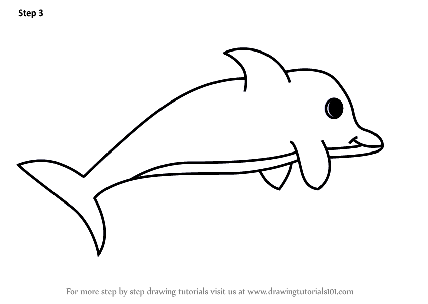 848x602 Learn How To Draw A Dolphin For Kids Very Easy - Dolphin Drawing Easy