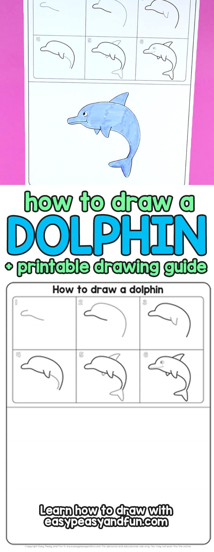 700x1800 How To Draw A Dolphin Step - Dolphin Drawing For Kids