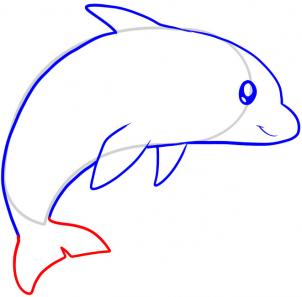 302x297 How To Draw How To Draw A Dolphin For Kids - Dolphin Easy Drawing