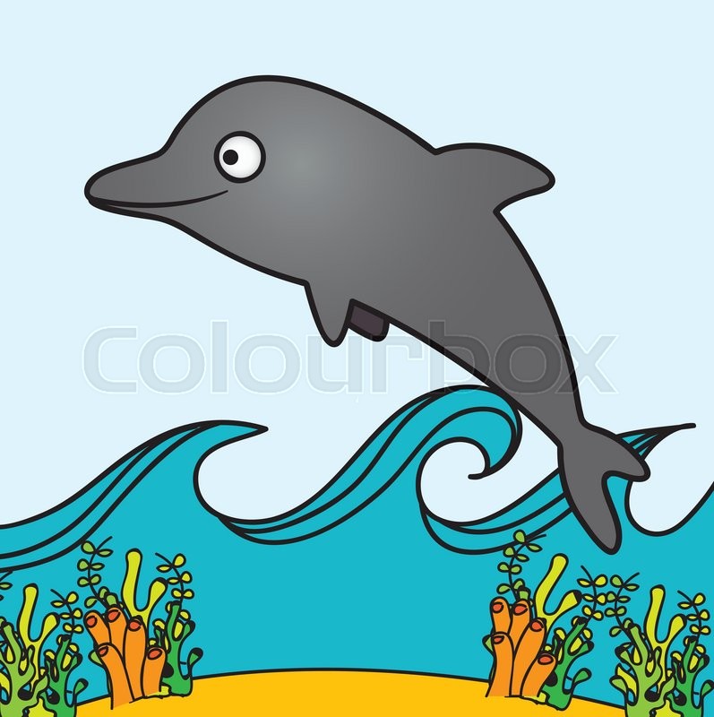 797x800 Illustration Of Dolphin, Fish Stock Vector Colourbox - Dolphin Fish Drawing
