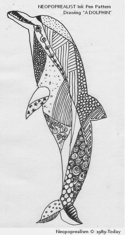 398x750 Neopoprealist Dolphin Ink Pen Pattern Drawing Grades - Dolphin For Drawing