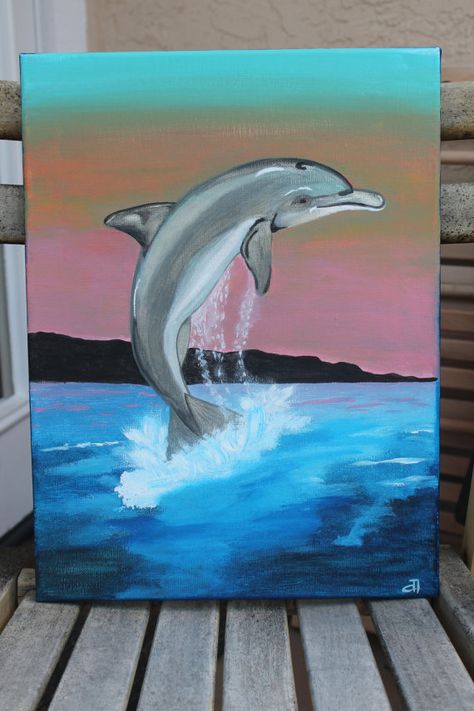 474x711 commissioned for sarah dolphin original painting acrylic sealife - Dolphin Images For Drawing