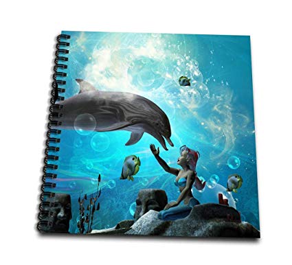 425x386 Underwater World Mermaid Playing With Dolphin - Dolphin Images For Drawing