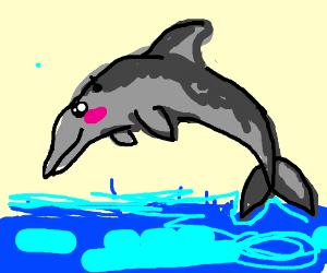 300x250 a kawaii dolphin jumping out of water drawing - Dolphin Jumping Drawing