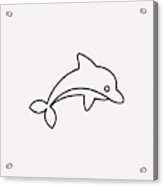 163x186 Dolphin Line Icon Art Print - Dolphin Line Drawing