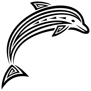 300x300 Tribal Dolphin Lines Sticker - Dolphin Line Drawing