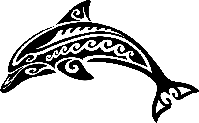 650x400 Tribal Dolphin Black Nexus Pool Mosaic - Dolphin Line Drawing