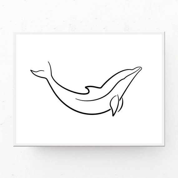 570x570 Dolphin Line Art Scandinavian Wall Art Minimalist Wall Art Etsy - Dolphin Line Drawing