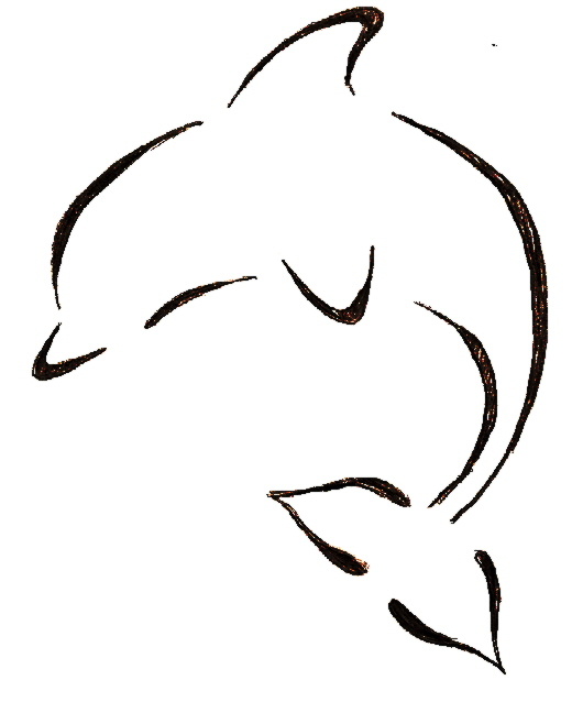 530x638 Outline Of A Jumping Dolphin Vinyl Stickers, Sticker Tattoos - Dolphin Outline Drawing