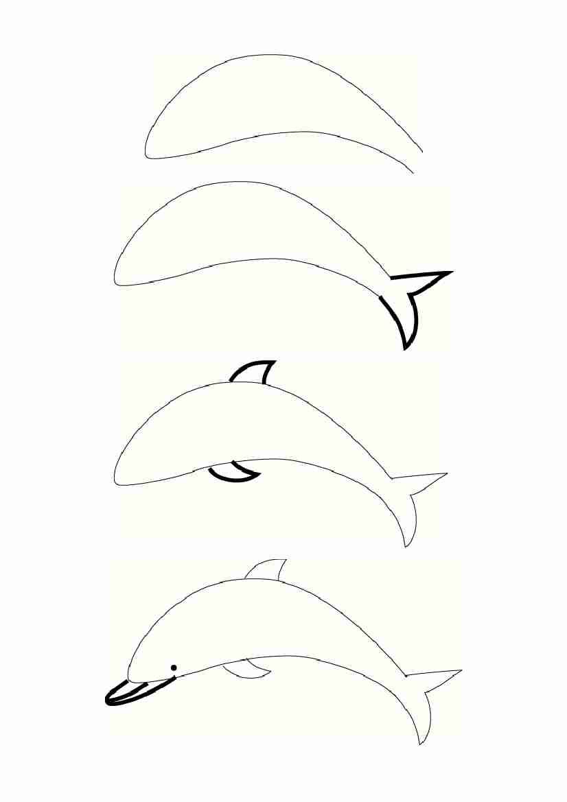 826x1169 Dolphin Drawing Picture For Kids And Colouring Easy Step Realistic - Dolphin Step By Step Drawing