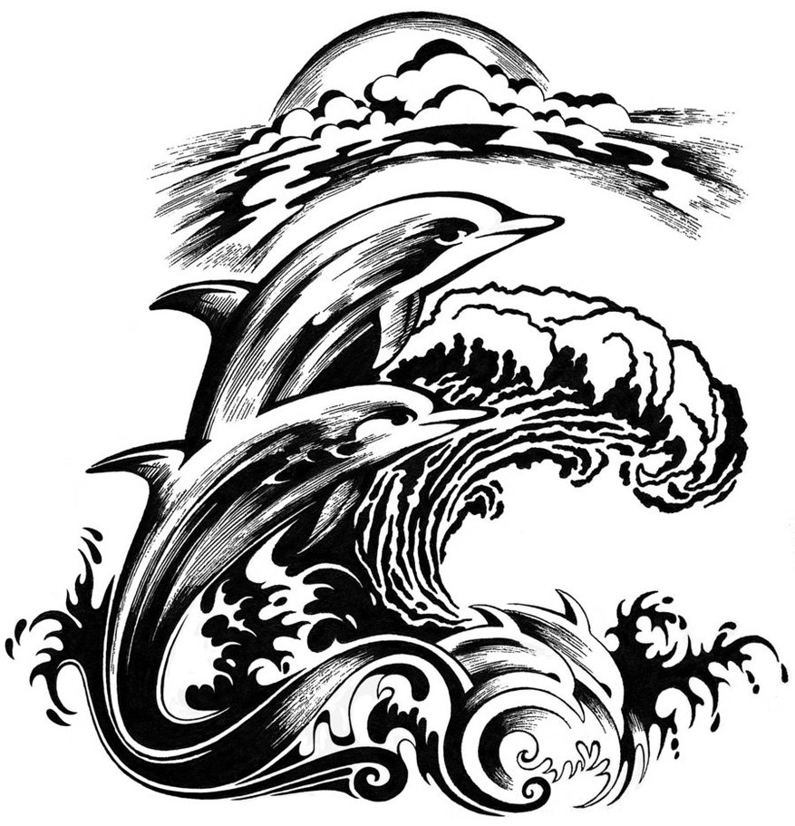877x911 Incredible Dolphin Tattoo Designs Tattoo Ideas - Dolphin Tattoo Drawings