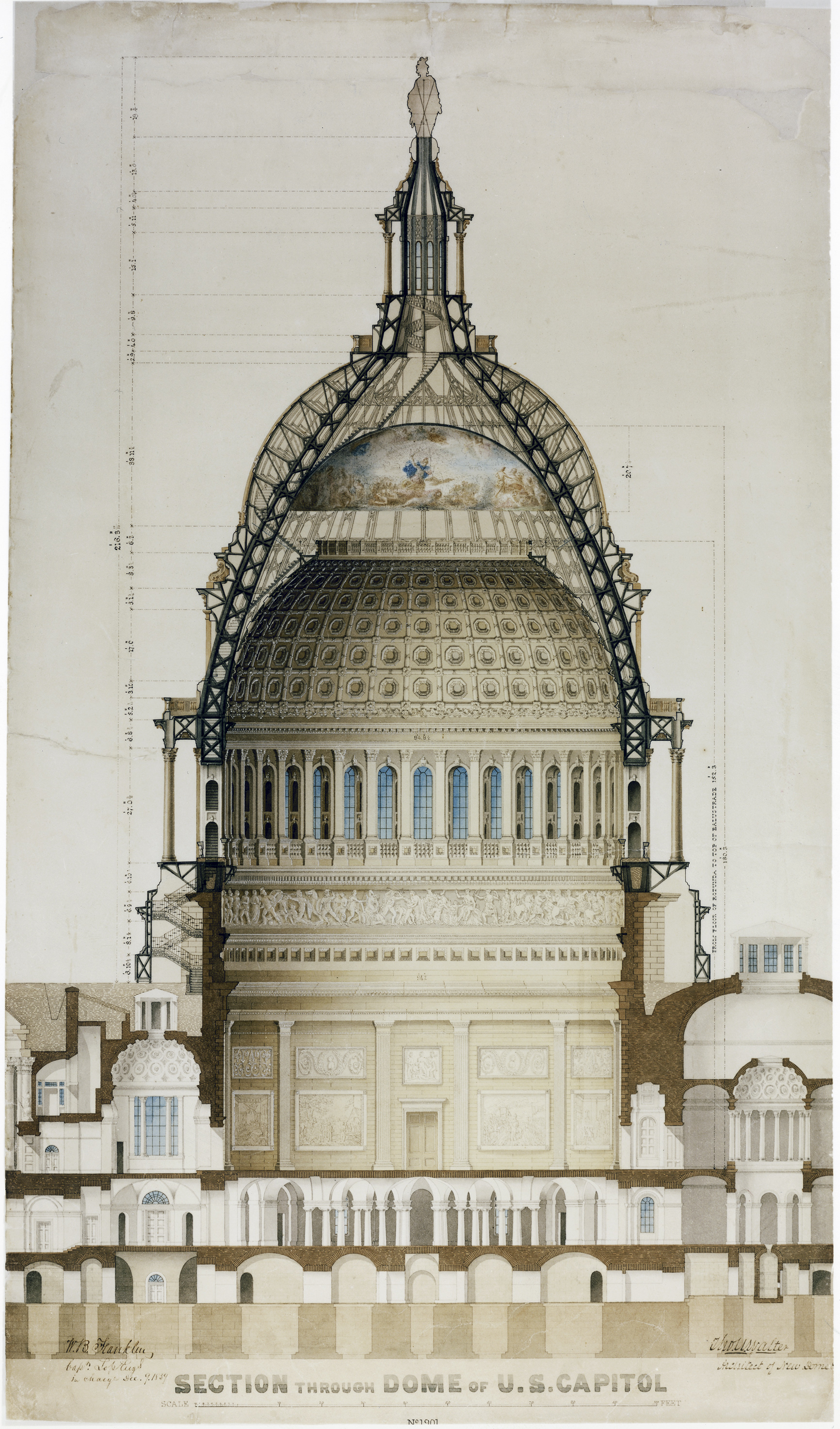1732x2944 filesection through dome of u s capitol - Dome Drawing