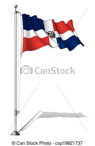 305x470 Flag Pole Dominican Republic Vector Illustration Of A Waving - Dominican Flag Drawing