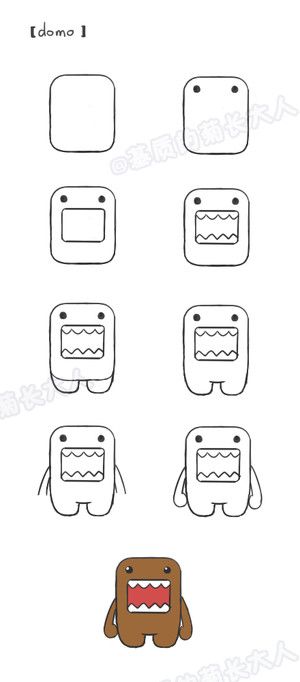 300x682 cute domo drawing tutorial doodles drawings, doodle drawings - Domo Drawing