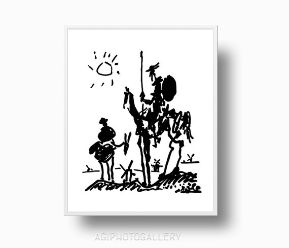 570x489 Picasso Don Quixote Print Picasso Print Picasso Instant Etsy - Don Quixote Drawing