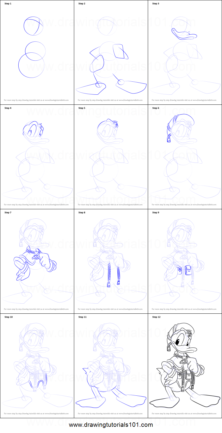 751x1463 how to draw donald duck from kingdom hearts printable step - Donald Duck Drawing Step By Step