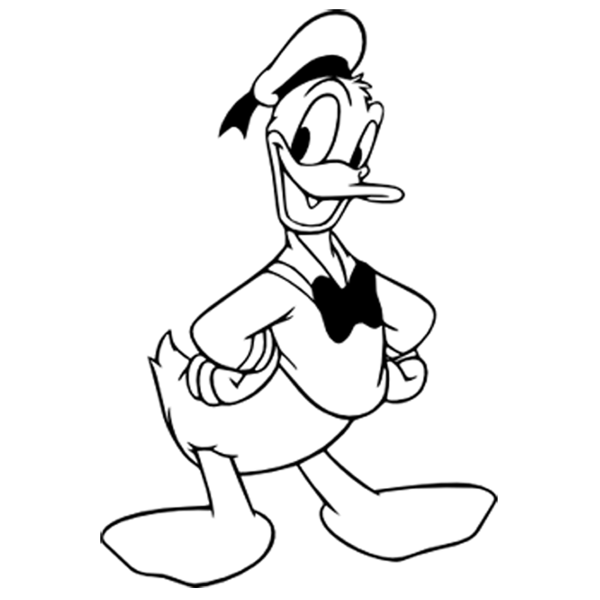 850x850 Donald Duck Coloring Pages For Kids - Donald Duck Line Drawing