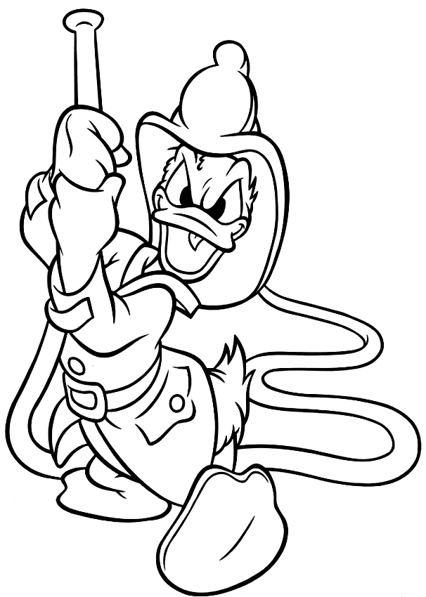 606x850 drawing donald duck fireman coloring page - Donald Duck Line Drawing
