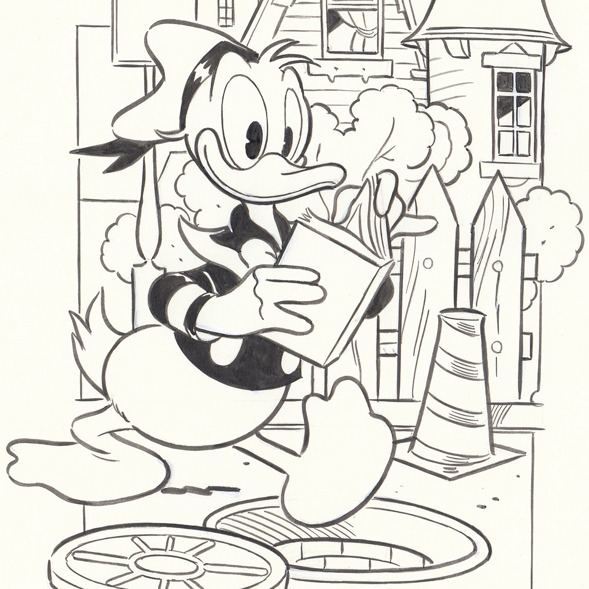 1200x1200 Editorial Drawing Donald Duck - Donald Duck Line Drawing