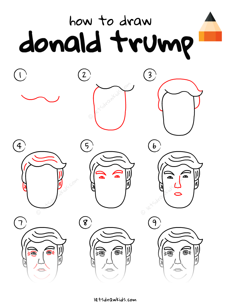 798x1068 How To Draw Cartoon Donald Trump - Donald Trump Drawing