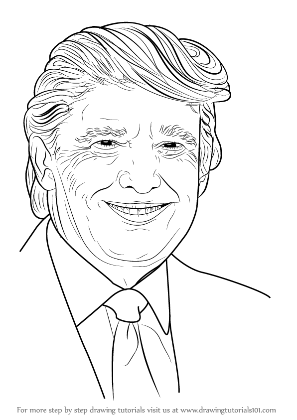 596x843 Learn How To Draw Donald Trump - Donald Trump Drawing