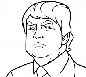 302x271 drawing printout donald trump drawing lesson - Donald Trump Easy Drawing