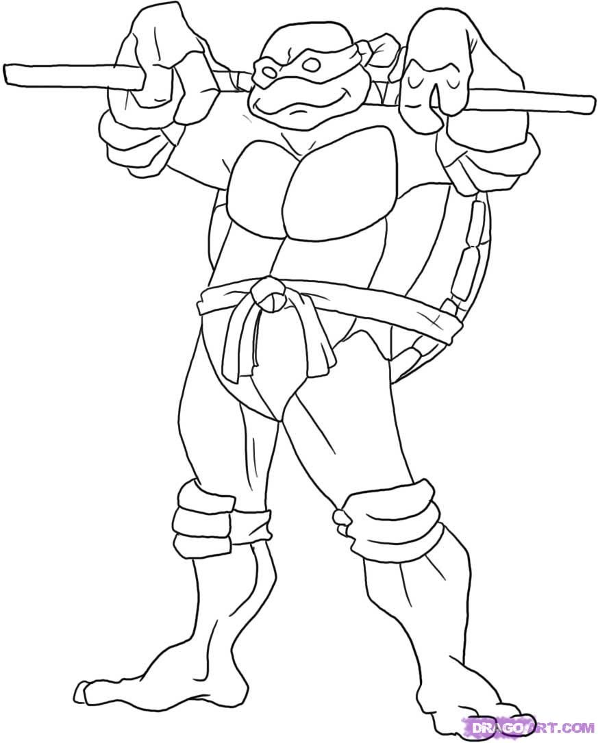 873x1085 how to draw donatello from the tmnt, step - Donatello Ninja Turtle Drawing