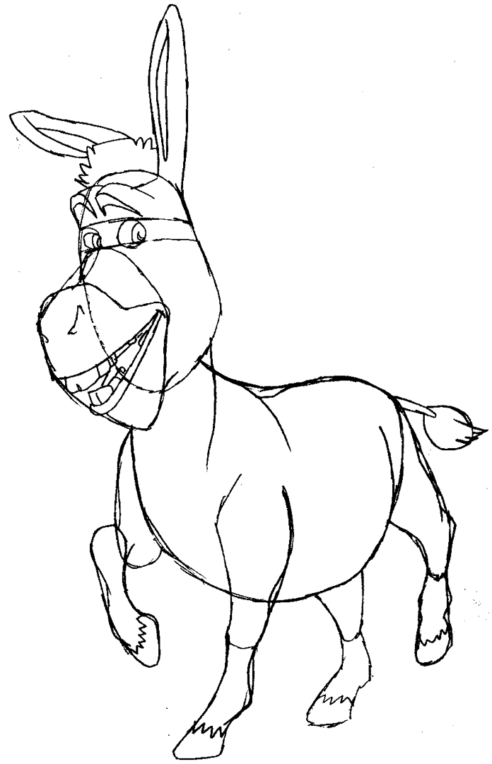 696x1081 How To Draw Donkey From Shrek With Easy Step - Donkey Drawing