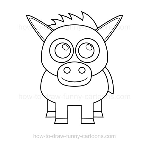 500x488 How To Draw A Donkey - Donkey Drawing
